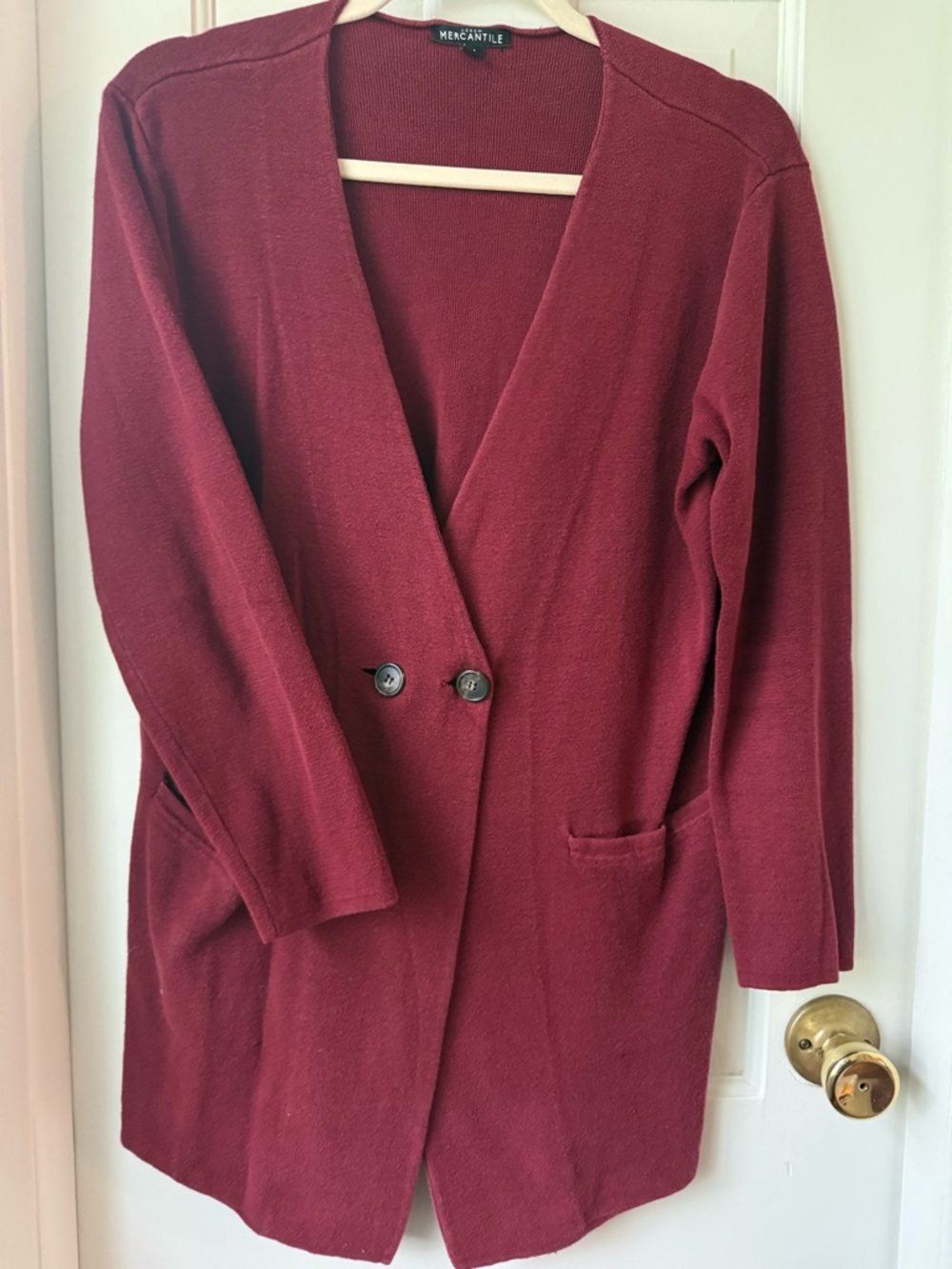 J. Crew Mercantile Ribbed Burgundy Cardigan Sweater Blazer